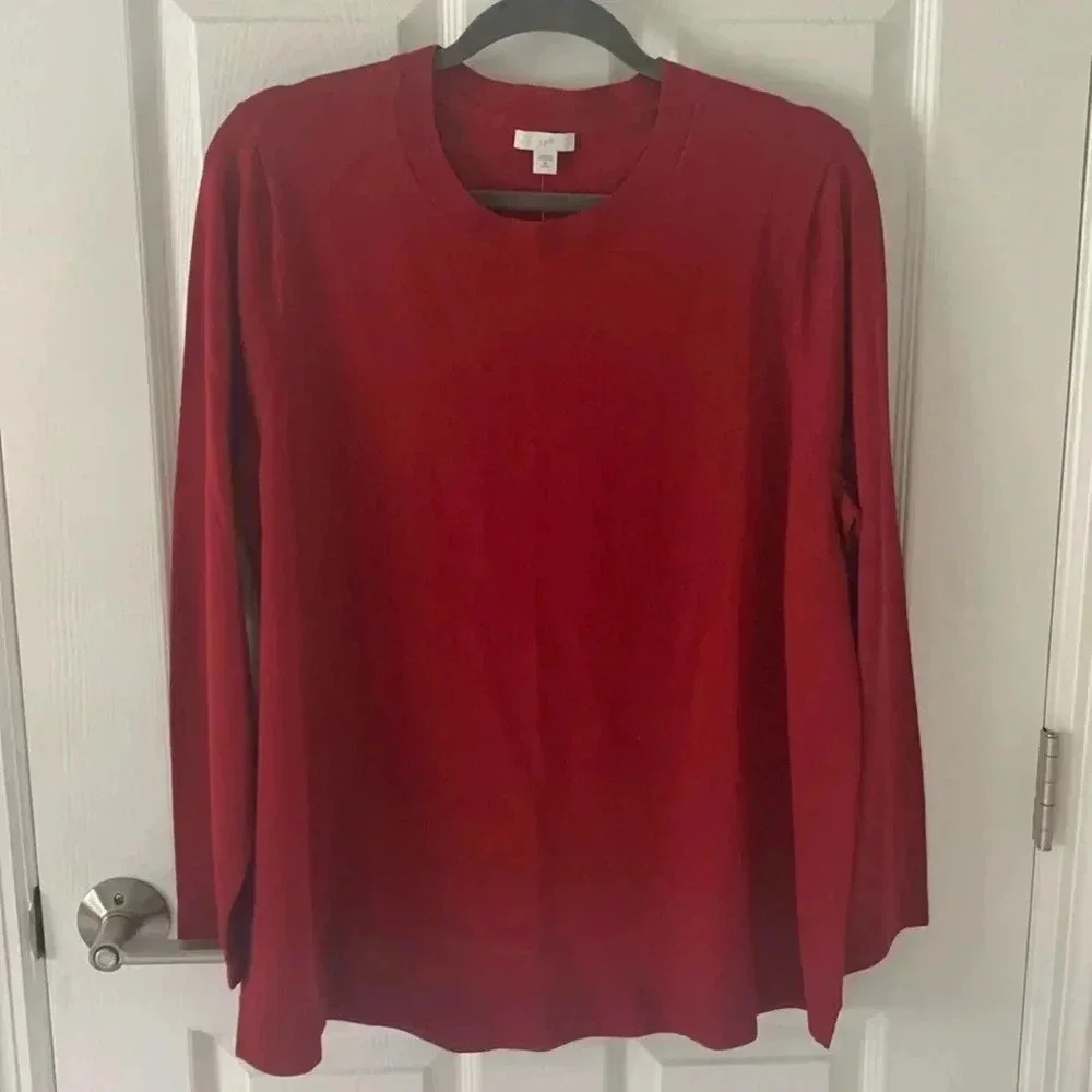 J Jill Red Crewneck Sweater size XL petite New With Tags